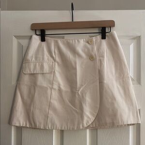 Cream Button-Front Mini Skirt